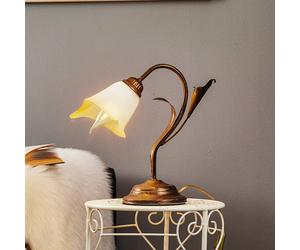 ONLI Lucrezia table lamp in bronze with flower shade