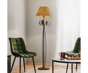 ONLI Quercia floor lamp, fabric shade and oak leaves