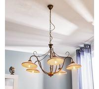 ONLI Rosina pendant light, 5-bulb, light pink/bronze