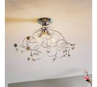 ONLI Trilly ceiling lamp in chrome with crystals, 3-bulb.