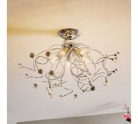 ONLI Trilly ceiling lamp in chrome with crystals, 5-bulb.