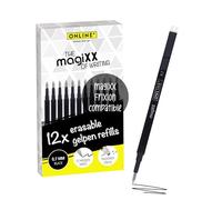 ONLINE 12x erasable Replacement Refills, Compatible with magiXX, Black 0.7mm line Width, Replacement Refill for erasable gelpens, Refills for Gel Rollerball pens with erasable Ink