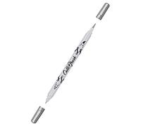 Online 19085/6 Double Tip Pen with Calligraphy Tip and Brush Tip Metallic Silver