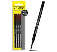 Online Pack of 4 Rollerball Refills Compatible with Faber-Castell, Senator, Schneider | Black with 0.7 mm Line Thickness I Refill for Rollerball Pen I Rollerball Nib According to ISO
