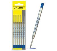 Online 6X Ballpoint Pen Refills Blue, Medium Point, International Standard Biro Refills G2 Format, Waterproof, Universal Refills for Ballpoint Pens, for School, Uni, Office