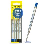 Online 6X Ballpoint Pen Refills - Strength Medium I International Standard Biro Refills for All Pens I Waterproof I Universal Refills for Ballpoint Pens I School, Uni, Office I Colour: Blue & Black