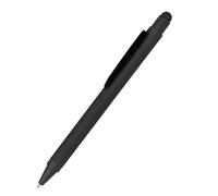 Online ballpoint pen, retractable ball pen made out of aluminum, stylus-tip, replaceable refill, premium writing experience with blue writing colour, durable design, colour black