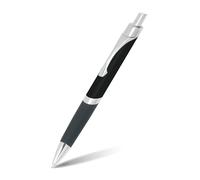 Online ballpoint pen Sporty Black, noble biro, retractable ball pen made of aluminum, replaceable refill, blue writing color