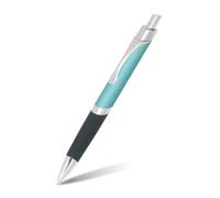 Online ballpoint pen Sporty Light Blue, noble biro, retractable ball pen made of aluminum, replaceable refill, blue writing color