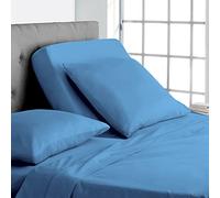 Online Bedding Linen Flex Top California King Size Bed, 600TC Egyptian Cotton 18" Deep Pocket Split Sheets for Sleep Number Bed (4 Pcs) 32" Top Split Sheet - Mediterranean Blue