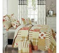Online Bedding Quilted Patchwork Bedspread - Hypoallergenic, Machine Washable Duvet & Pillowcases Bedding Set (Alvina, Double)