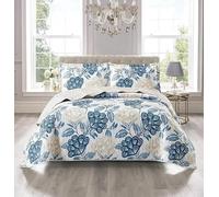 Online Bedding Quilted Patchwork Bedspread - Hypoallergenic, Machine Washable Duvet & Pillowcases Bedding Set (Bloom Blue, Super King)