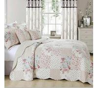 Online Bedding Quilted Patchwork Bedspread - Hypoallergenic, Machine Washable Duvet & Pillowcases Bedding Set (Meadow, Single)