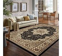 Online Bedding store Area Rugs - New luxury Beautiful modern traditional Area Rugs - Luxury Vintage Design carpet for hallway rugs (Black, 80 * 150cm (2 ft 6 inch x 5 ft))