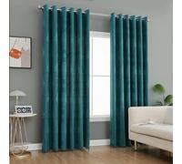 Online Bedding Store Virginia Blackout Eyelet Curtains - Floral Damask Jacquard, Fully Lined Polyester Drapes with Tie Backs for Living Room & Bedroom (Teal, 66″x 72″ (167cm x 183cm))