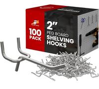 Online Best Service 100 PCS PEG Board Pegboard Shelving Hooks 2" Length, Fit 1/4" or 1/8" Pegboard for Tools, Crafts Peg Boards and More, Wholesale Lot PEG Hooks