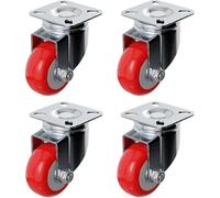 Online Best Service 4 Pack Caster Wheels Swivel Plate On Red Polyurethane Wheels (2 inch Plate)