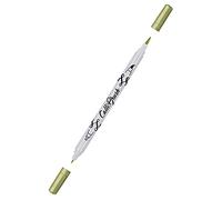 Online Calli.Brush 19084/6 Double Tip Pen with Calligraphy Tip and Brush Tip, Metallic Gold, Pack of 1