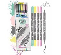 Online Calli.Brush Handlettering Brush-Pens Pastel | Set of 5 brush pens | Calligraphy Set for Bullet Journal, Hand Lettering | Calligraphy tip & brush tip | Water colours | Aquarell pens