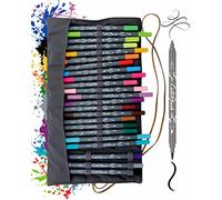 Online Calli.Brush Handlettering Brush-Pens | Set of 24 brush pens | Calligraphy kit in roll pouch | Calligraphy tip & brush tip for Bullet Journal, Hand Lettering | Water colours | Aquarell pens