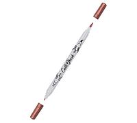 Online Calli.Brush Pen with Double Tip, Brush and Calligraphy Tip, Hand Lettering Brush Pens in Various Colours, Colourful Bullet Journal Pens, Calligraphy Pens, Metallic Red