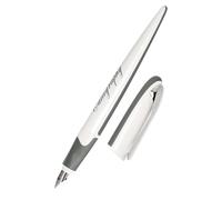 Online calligraphy fountain pen AIR white, calligraphy nib 0.8 mm, standard ink cartridges or converter, triangular shape, for fine and smooth writing, ink pen for journaling, handlettering