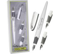 Online calligraphy-set AIR white, fountain pen with 3 calligraphy nibs in 3 lin