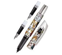 Online Campus Ergonomic School Fountain Pen + Ink Cartridge Rollerball Pen + Calligraphy Fountain Pen Set, Writing Set for School, Cartridge Fountain Cats for Students, Interchangeable Grips