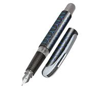 Online College ink pen Blue Style ergonomic fountain pen for school/college solid medium nib, soft grip part for standard ink cartridges refillable │ideal for beginners, pupils & students, 12509/3D