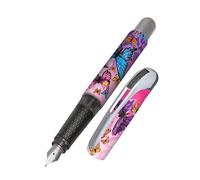 Online College ink pen Butterfly, ergonomic fountain pen for school/college, medium nib, soft grip part, for standard ink cartridges, refillable, ideal for beginners, pupils