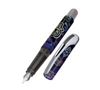 Online College ink pen Game Time, ergonomic fountain pen for school/college, medium nib, soft grip part, for standard ink cartridges, refillable, ideal for beginners, pupils