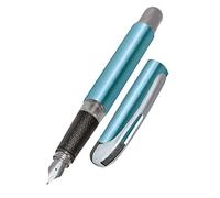 Online College ink pen Metallic Blue │ ergonomic fountain pen for school/college │ solid medium nib, soft grip part │ for standard ink cartridges │ refillable│ideal for beginners, pupils & students