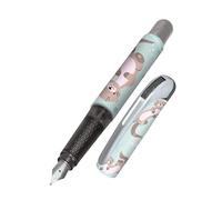Online College ink pen Otter, ergonomic fountain pen for school/college, medium nib, soft grip part, for standard ink cartridges, refillable, ideal for beginners, pupils