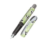 Online College ink pen Panda, ergonomic fountain pen for school/college, medium nib, soft grip part, for standard ink cartridges, refillable, ideal for beginners, pupils