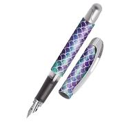 Online College ink pen Shiny, ergonomic fountain pen for school/college, medium nib, soft grip part, for standard ink cartridges, refillable, ideal for beginners, pupils