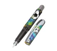 Online College Soccer Fountain Pen for Right-Handed Users, Ergonomic Grip, Medium Iridium Nib, Standard Ink Cartridges, Includes Combination Cartridge Blue
