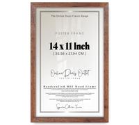 Online Deals Classic Flat Picture Poster Frame, 14 X 11 Inches MDF Wood Finish, Rustic Brown, Portrait & Landscape Display, For Home & Office Decor