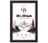 Online Deals | MDF Picture Frame (76.20 x 50.80 CM) 762 x 508 mm for Hand-Drawn Art, Office Diplomas & Advertising Posters, MDF Build, Easy Wall Mounting Hooks [ Black ]