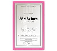 Online Deals | MDF Picture Frame (91.44 x 60.96 CM) 24 x 36 Inch for Illustrations, Calligraphy Art & Posters Displays, MDF Build, Secure Hanging Hooks [ Pink ]