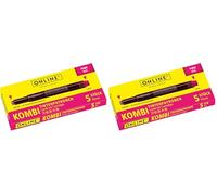 Online Double-Sided Pen Ink cartridges, Universal Pen Refills, Compatible with All Common Fountain pens, Even Lamy pens - 5 Spare cartridges - Colour Pink (Pack of 2)