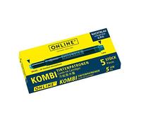 Online double-sided pen ink cartridges, universal pen refills, compatible with all common fountain pens, even Lamy pens - 5 cartridges - colour midnight blue