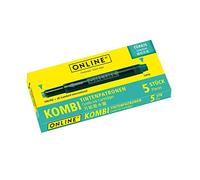 Online Double-Sided Pen Ink cartridges, Universal Pen Refills, Compatible with All Common Fountain pens, Even Lamy pens - 5 Spare cartridges - Colour Turquoise