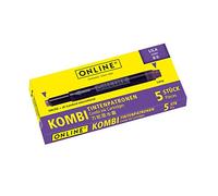 Online Double-Sided Pen Ink cartridges, Universal Pen Refills, Compatible with All Common Fountain pens, Even Lamy pens - 5 Spare cartridges - Colour Lilac
