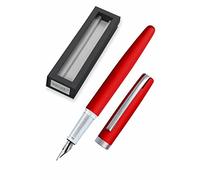 Online Eleganza Fountain Pen I Satin Red I Nib Size M I Metal Clip I Includes Ink Cartridge I Fountain-Pen for Standard Ink Cartridges Or Converter I In Gift Box