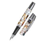 Online Ergonomic fountain pen for school/college Campus Fluffy Cats - solid medium nib, soft grip part, for standard ink cartridges, refillable, ideal for beginners/pupils/students