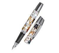 Online Ergonomic fountain pen for school/college Campus Fluffy Cats - solid medium nib, soft grip part, for standard ink cartridges, refillable, ideal for beginners/pupils/students
