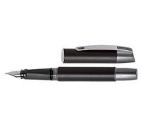 Online Ergonomic fountain pen for school/college - ONLINE Campus Black - solid medium nib, soft grip part, for standard ink cartridges, refillable, ideal for beginners/pupils/students, 61100/3D