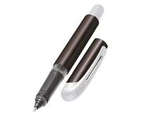 Online Ergonomic Rollerball Pen Metallic Black for School & College, Soft Grip Part for Left- and Right-Handed, for Standard Ink Cartridges, Refillable, Pens for Beginners, Pupils and Students