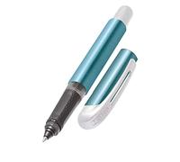 Online Ergonomic Rollerball Pen Metallic Blue for School & College, Soft Grip Part for Left and Right-handed, for Standard Ink Cartridges, Refillable, Pens for Beginners, Pupils and Students