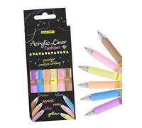 Online Fashion Acrylic Pens, 6 x Acrylic Markers, Water-Based, Pastel Colours, Quick Drying on Wood and Plastic, Can Also Be Painted as Glass Pens or Stones, Acrylic Marker, High Coverage